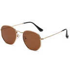 Hexagonal Polarized Sunglasses for Men and Women – Stylish Metal Frame Pilot Shades