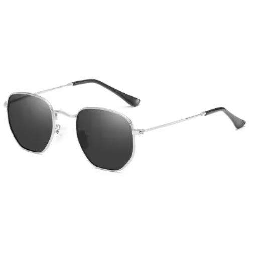 Hexagonal Polarized Sunglasses for Men and Women – Stylish Metal Frame Pilot Shades