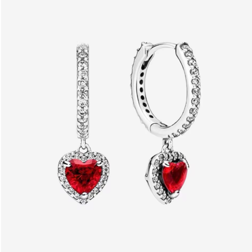 925 Silver Heart Jewelry Set: Earrings, Ring, Necklace, Bracelet