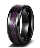 Couple Rings Set: Blue Heart Zircon & Stainless Steel Dragon