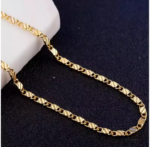 2mm Side Chain Necklace in 18k Gold or 925 Silver, 16–30 in