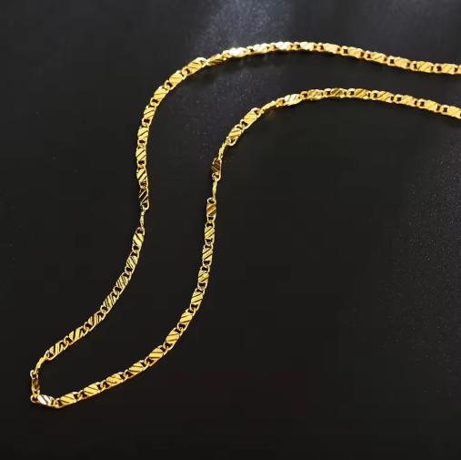 2mm Side Chain Necklace in 18k Gold or 925 Silver, 16–30 in