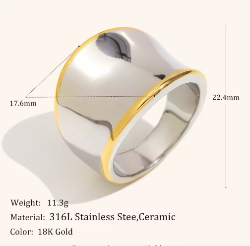 La. Muses Mixed-Color Twisted Line Ring, PVD Gold Steel