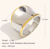 La. Muses Mixed-Color Twisted Line Ring, PVD Gold Steel