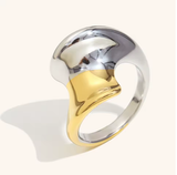 La. Muses Mixed-Color Twisted Line Ring, PVD Gold Steel