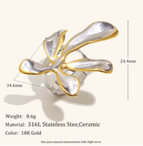 La. Muses Mixed-Color Twisted Line Ring, PVD Gold Steel