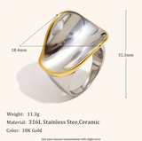 La. Muses Mixed-Color Twisted Line Ring, PVD Gold Steel
