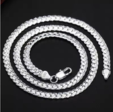 925 Sterling Silver 6mm Side Chain Necklace, 8–24 inch