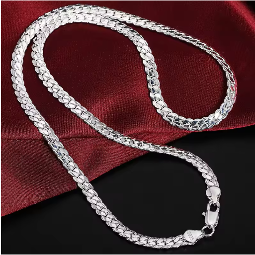 925 Sterling Silver 6mm Side Chain Necklace, 8–24 inch