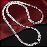 925 Sterling Silver 6mm Side Chain Necklace, 8–24 inch