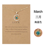 Birthstone Moon & Star Crystal Pendant Necklace
