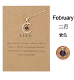 Birthstone Moon & Star Crystal Pendant Necklace