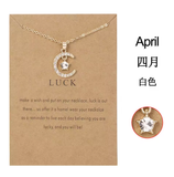 Birthstone Moon & Star Crystal Pendant Necklace