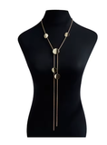 Geometric Round Pendant Necklace with Long Tassel
