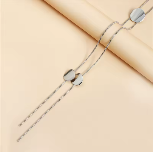 Geometric Round Pendant Necklace with Long Tassel