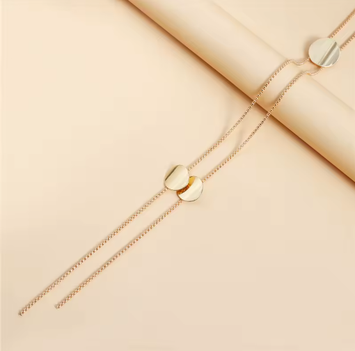 Geometric Round Pendant Necklace with Long Tassel