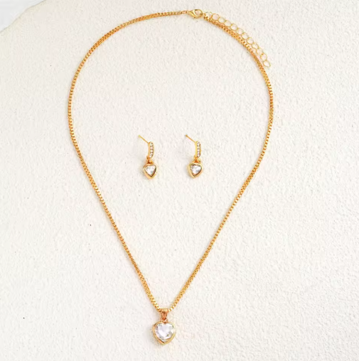 Sparkling Heart CZ Necklace or Earrings – Anniversary Gift