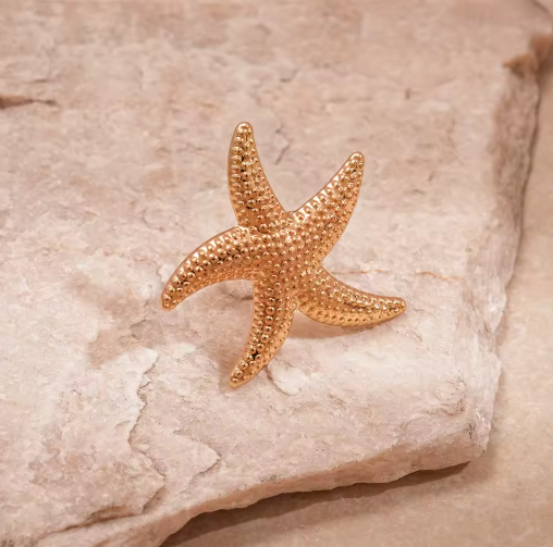 Starfish Pearl Open Ring – Beach-Inspired Statement Jewelry