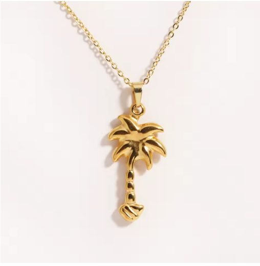 Dainty Palm Tree Necklace in Stainless Steel
