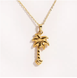 Dainty Palm Tree Necklace in Stainless Steel
