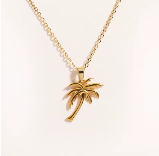 Dainty Palm Tree Necklace in Stainless Steel