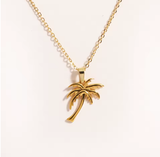 Dainty Palm Tree Necklace in Stainless Steel