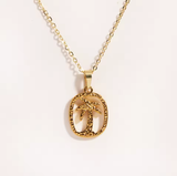 Dainty Palm Tree Necklace in Stainless Steel