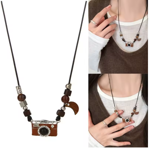 3D Camera Pendant Sweater Chain Necklace