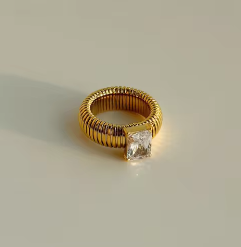 Multicolor Crystal 18K Gold-Plated Statement Ring
