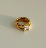 Multicolor Crystal 18K Gold-Plated Statement Ring