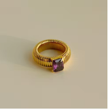 Multicolor Crystal 18K Gold-Plated Statement Ring