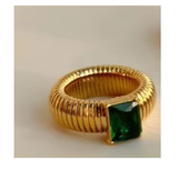 Multicolor Crystal 18K Gold-Plated Statement Ring
