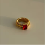 Multicolor Crystal 18K Gold-Plated Statement Ring