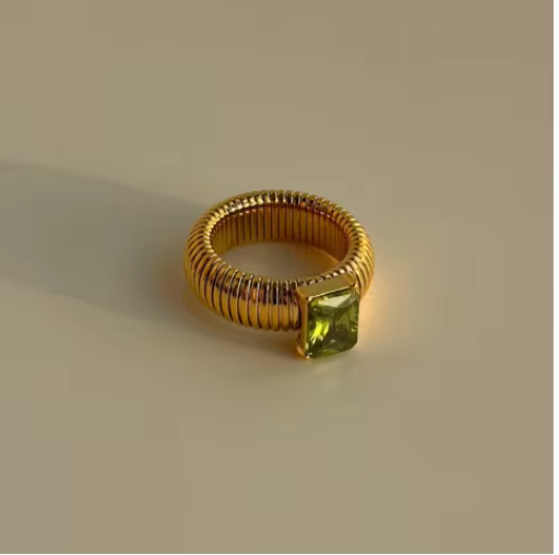 Multicolor Crystal 18K Gold-Plated Statement Ring