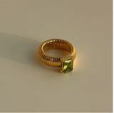 Multicolor Crystal 18K Gold-Plated Statement Ring