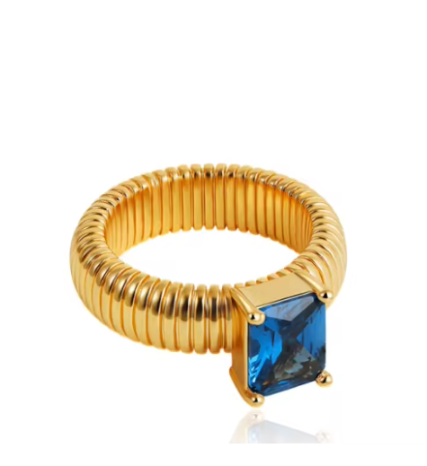 Multicolor Crystal 18K Gold-Plated Statement Ring