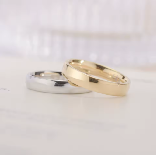 Gold Plated Women's Couple Ring - Simple Wedding Band