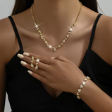 Women's Floral Jewelry Set: Necklace, Earrings & Bracelet (4-Pc)