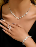 Women's Floral Jewelry Set: Necklace, Earrings & Bracelet (4-Pc)