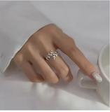 Adjustable Leaf Ring with Cubic Zirconia