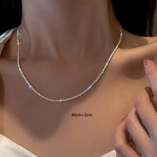Silver-Tone Sparkling Choker Necklace for Women