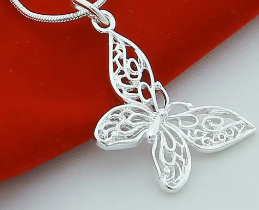 Sterling Silver Butterfly Pendant Necklace (18–30 in)