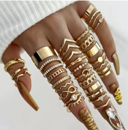 30-Piece Women's Stackable Rings Set – Classic & Elegant