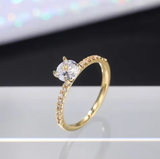Thin Eternity Ring with Round Zirconia | Huitan
