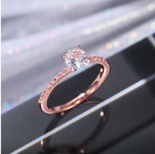 Thin Eternity Ring with Round Zirconia | Huitan