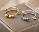 Unisex Stainless Steel Spinner Anxiety Ring with Beads