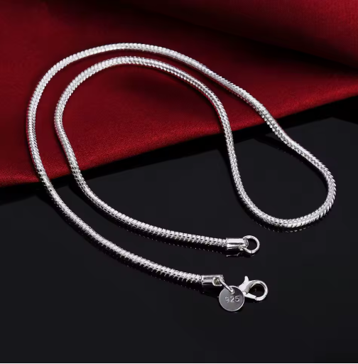 925 Sterling Silver Snake Chain Necklace, 1–3mm, 40–75cm