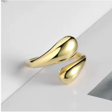 Gold-Tone Double Ball Open Ring in Stainless Steel