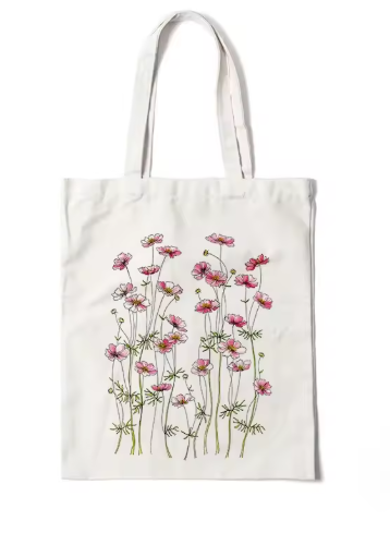 Floral Reusable Tote – Daisy, Lavender & Rose Shoulder Bag