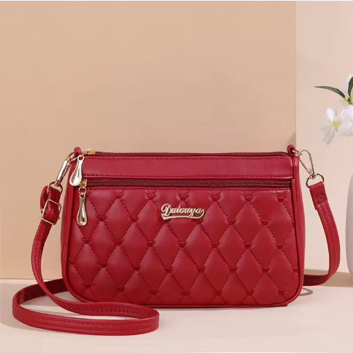 Women's Embroidered Leather Messenger Handbag